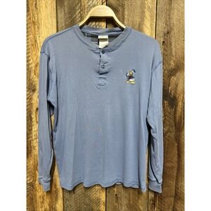 Disney‎ Original Vintage Donald Duck Men's S Long Sleeve Blue 100% Cotton